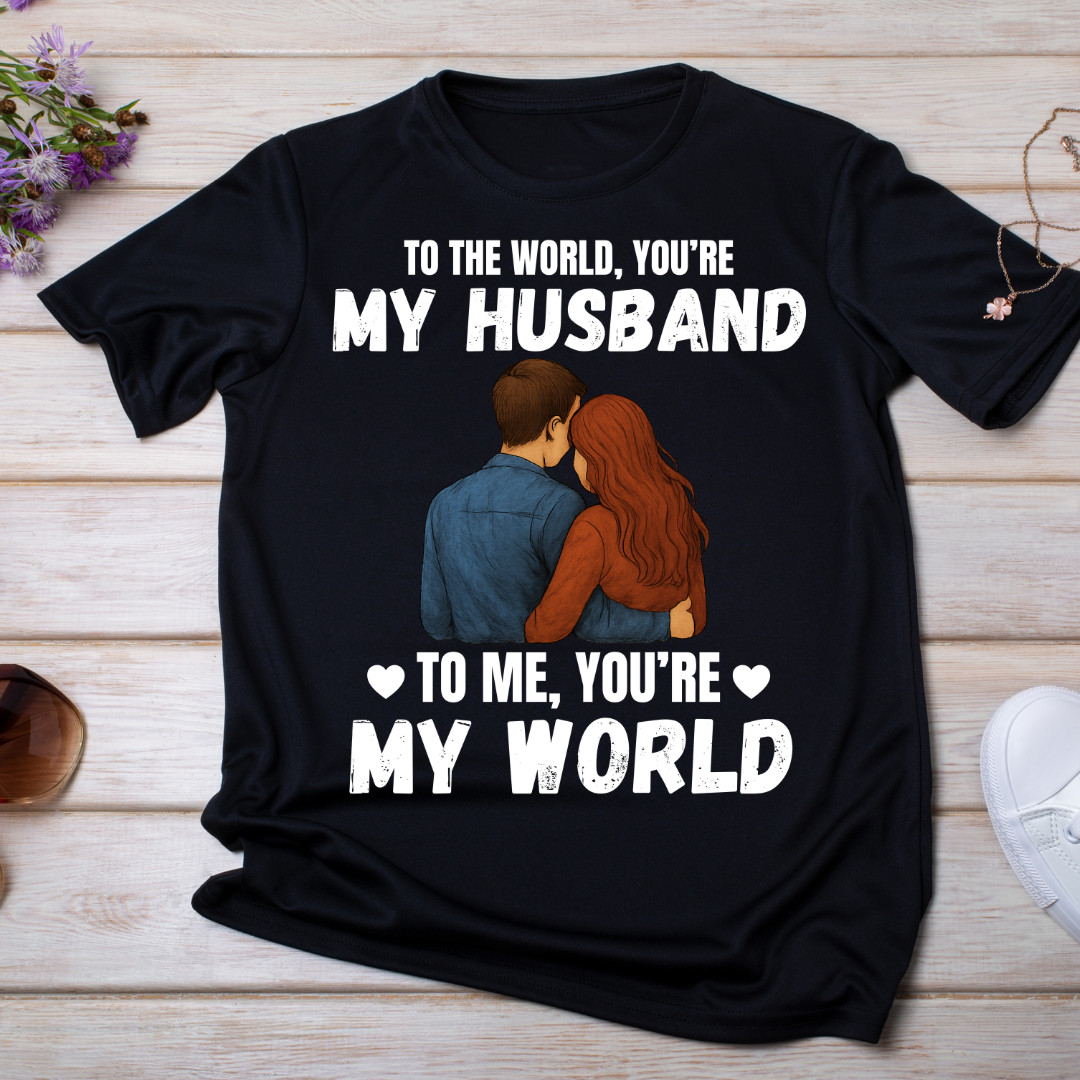 "MY HUSBAND IS MY WORLD" T-Shirt